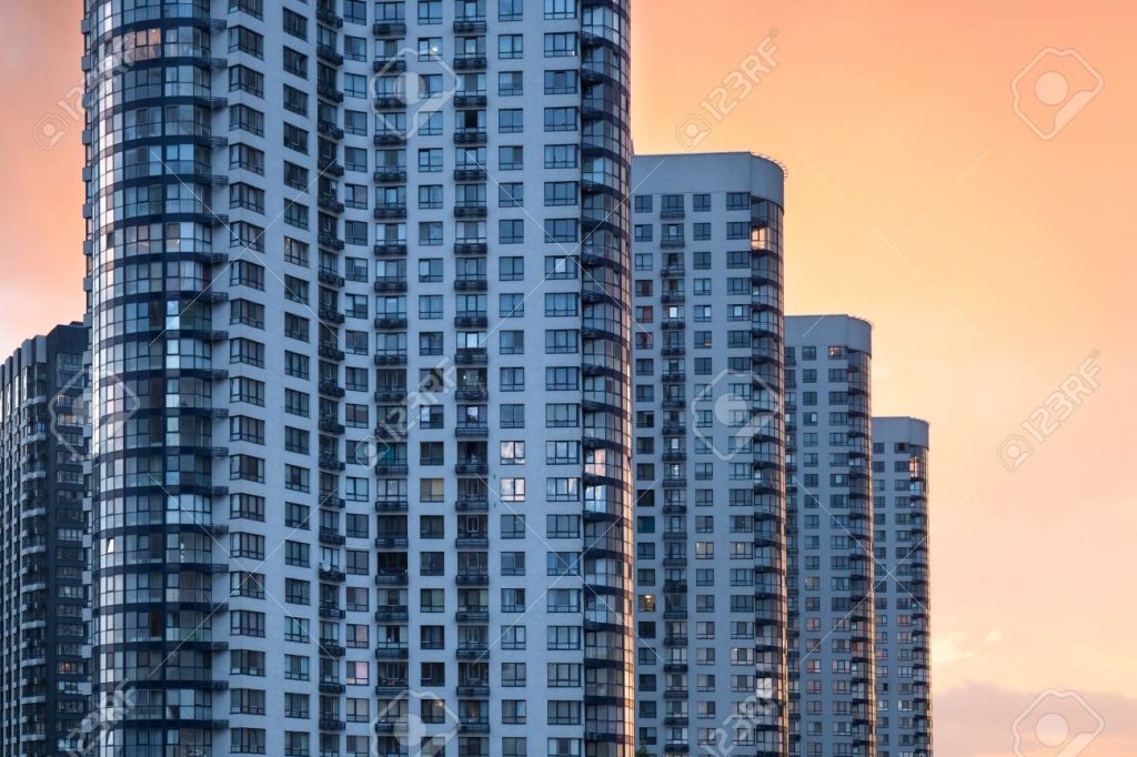 Picture of high rise apartments, which can be owned by a syndication.