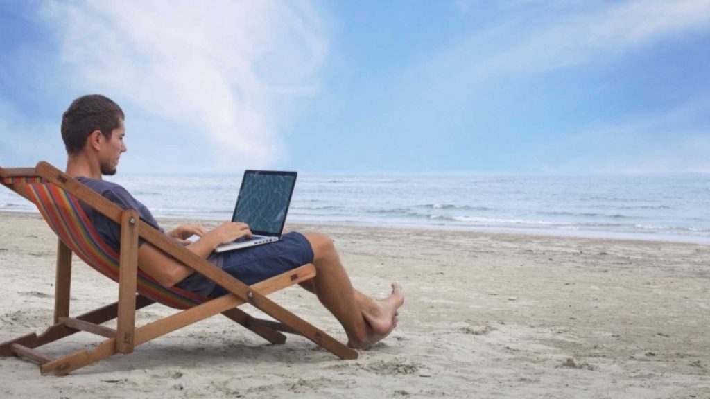 This is a picture of a guy relaxing taking advantage of the passive income that both Apartment syndications and dividend stocks offer.